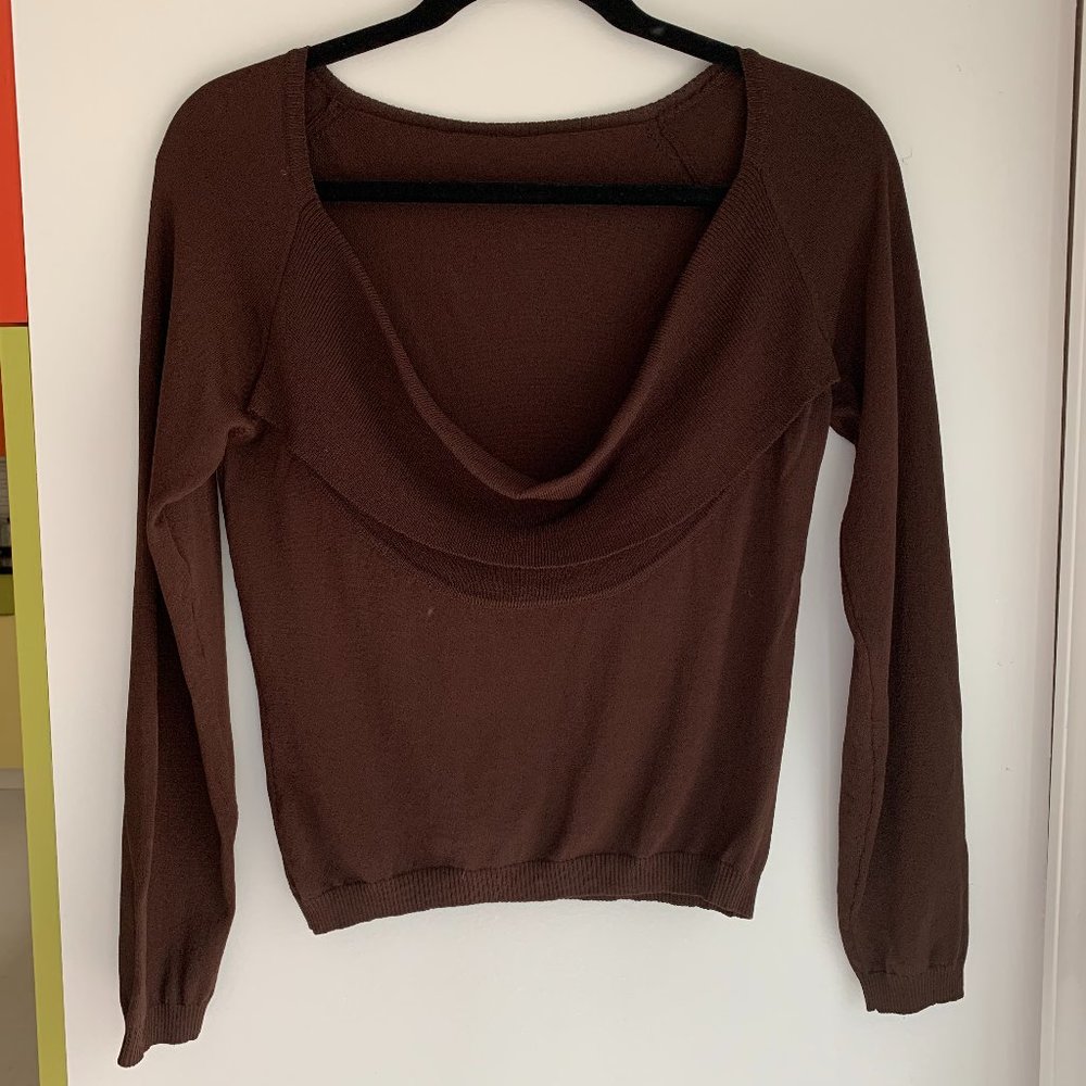 Nicole Miller cowl sweater - dark brown